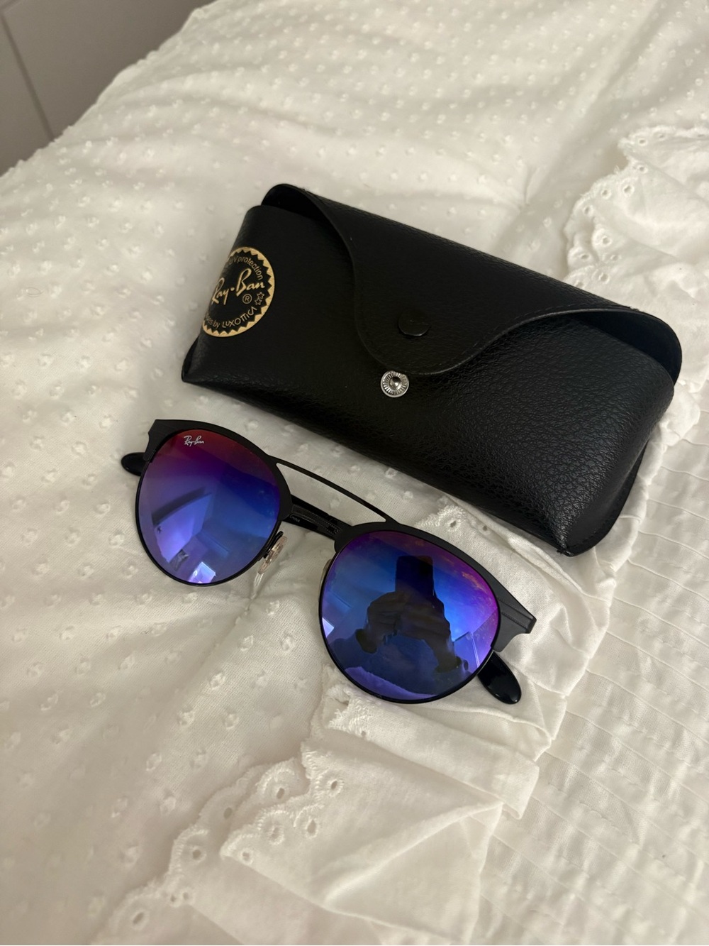 Ray-Ban Round Metal Sunglasses with Purple and Blue Mirrored Lenses